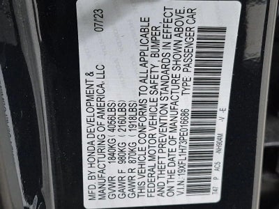 2023 Honda Civic Hatchback EX-L w/o BSI