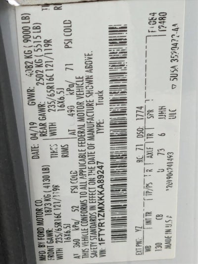 2019 Ford Transit Van Base