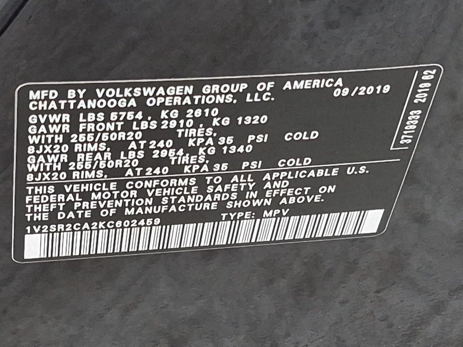 2019 Volkswagen Atlas 3.6L V6 SEL R-Line