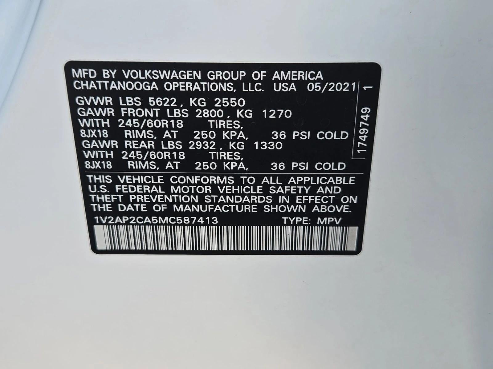 2021 Volkswagen Atlas 2.0T S