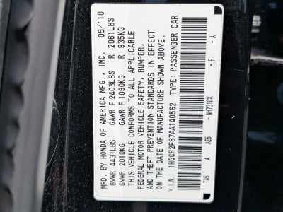 2010 Honda Accord Sedan EX-L Automatic