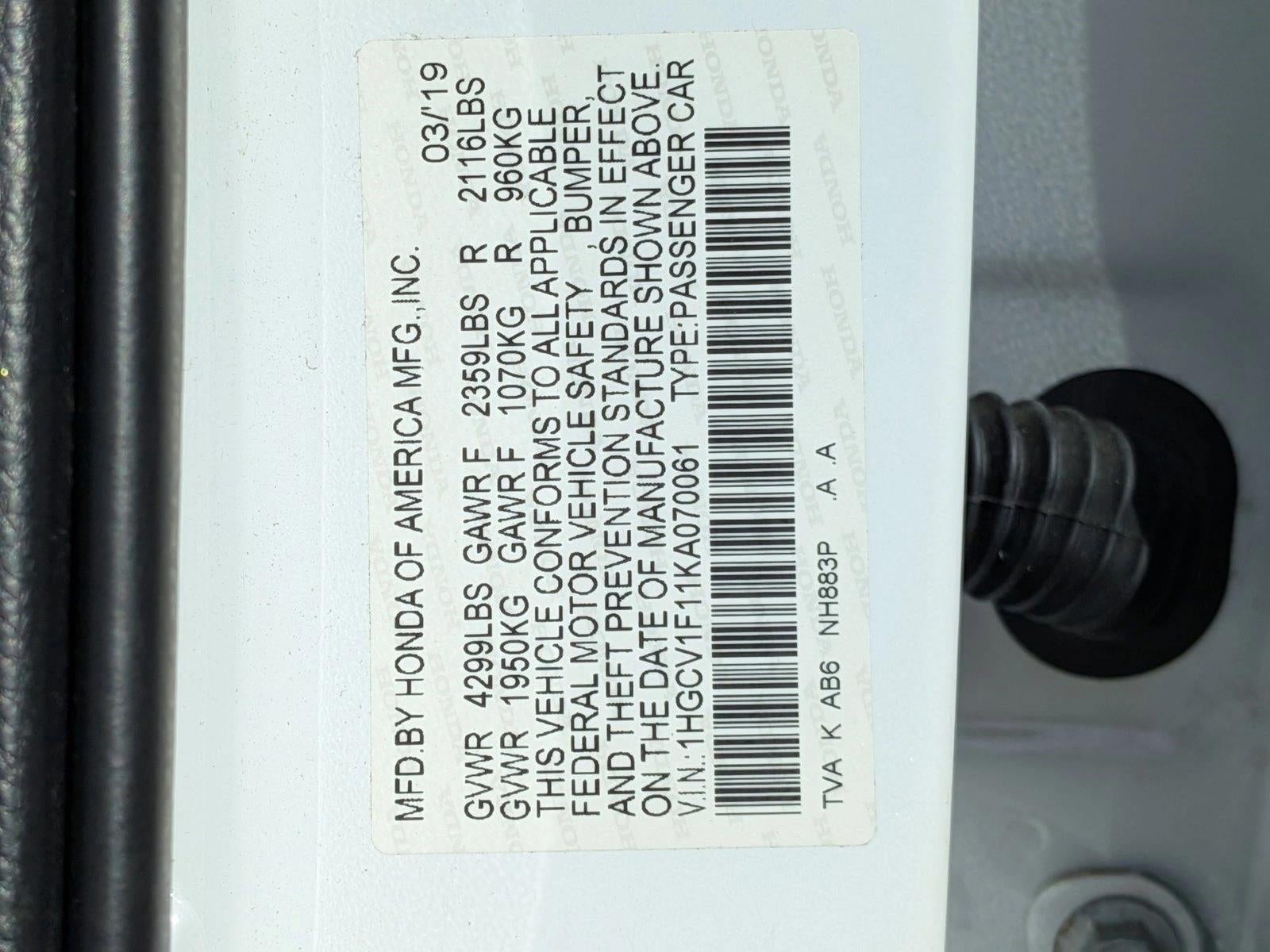 2019 Honda Accord Sedan LX 1.5T CVT