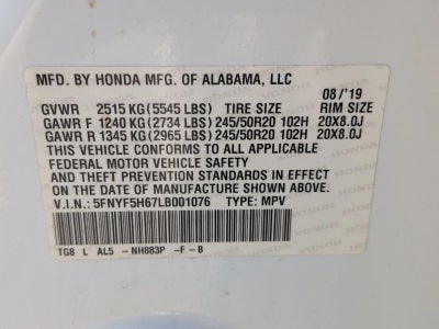 2020 Honda Pilot Touring 7-Passenger 2WD