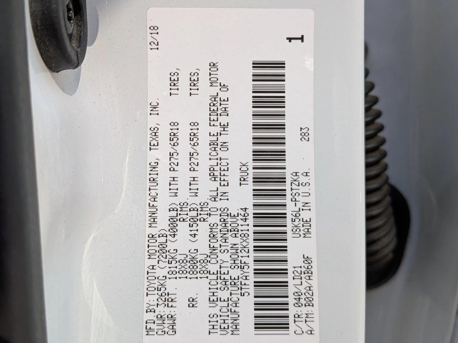 2019 Toyota Tundra 4WD 4WD 1794 Edition CrewMax 5.5' Bed 5.7L (Natl)