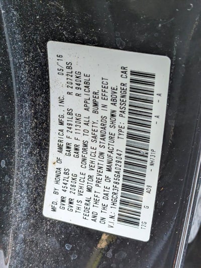 2016 Honda Accord Sedan EX-L V6 Automatic