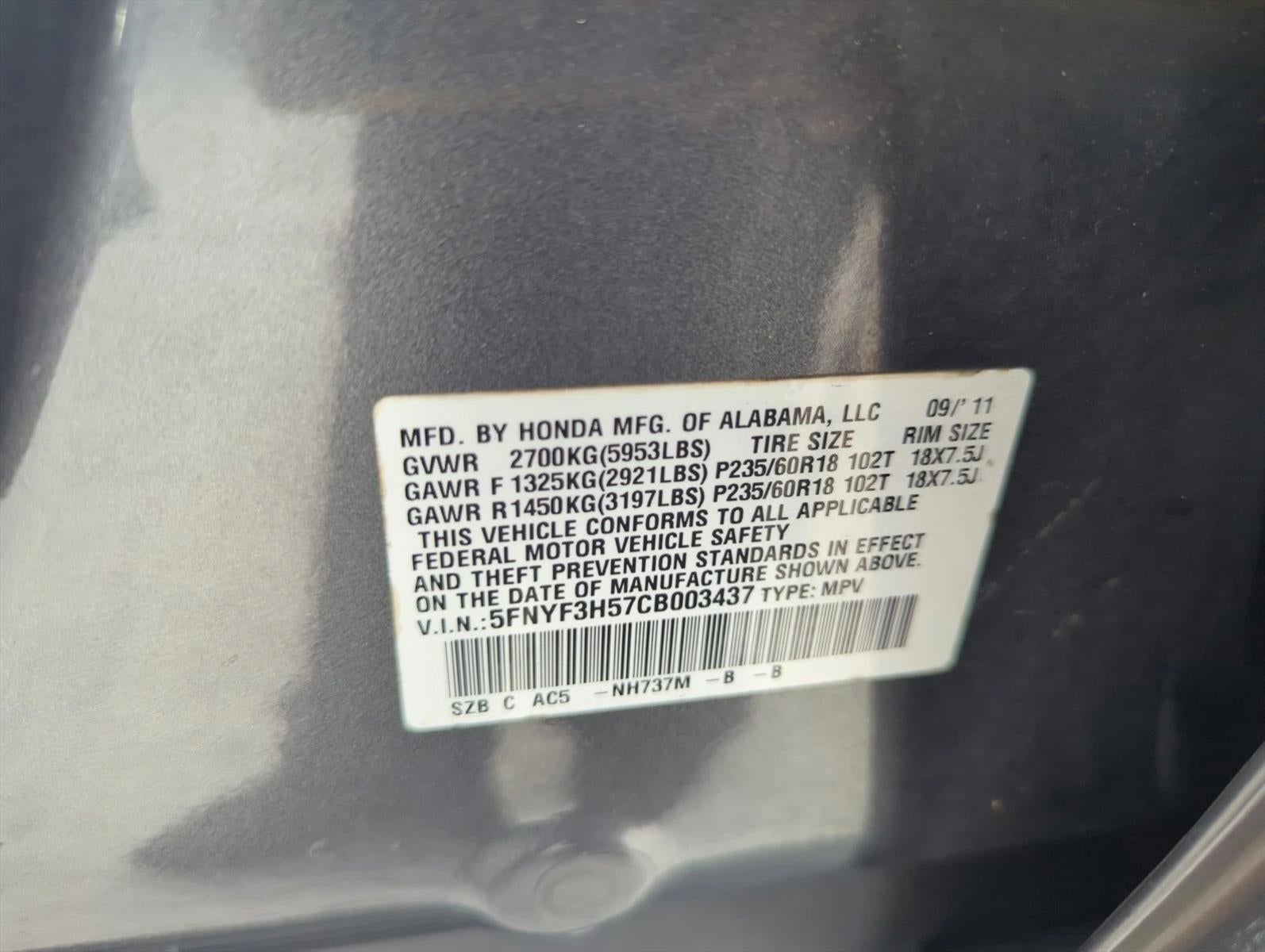 2012 Honda Pilot 2WD EX-L