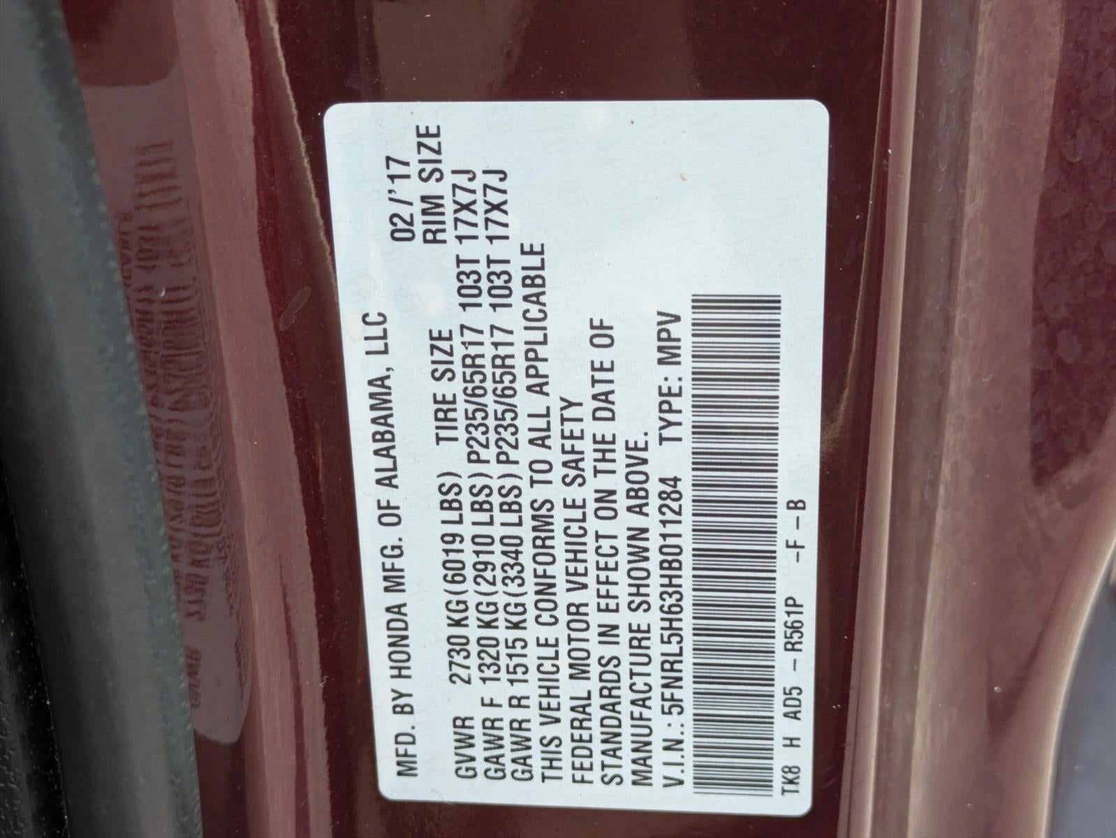 2017 Honda Odyssey EX-L Auto