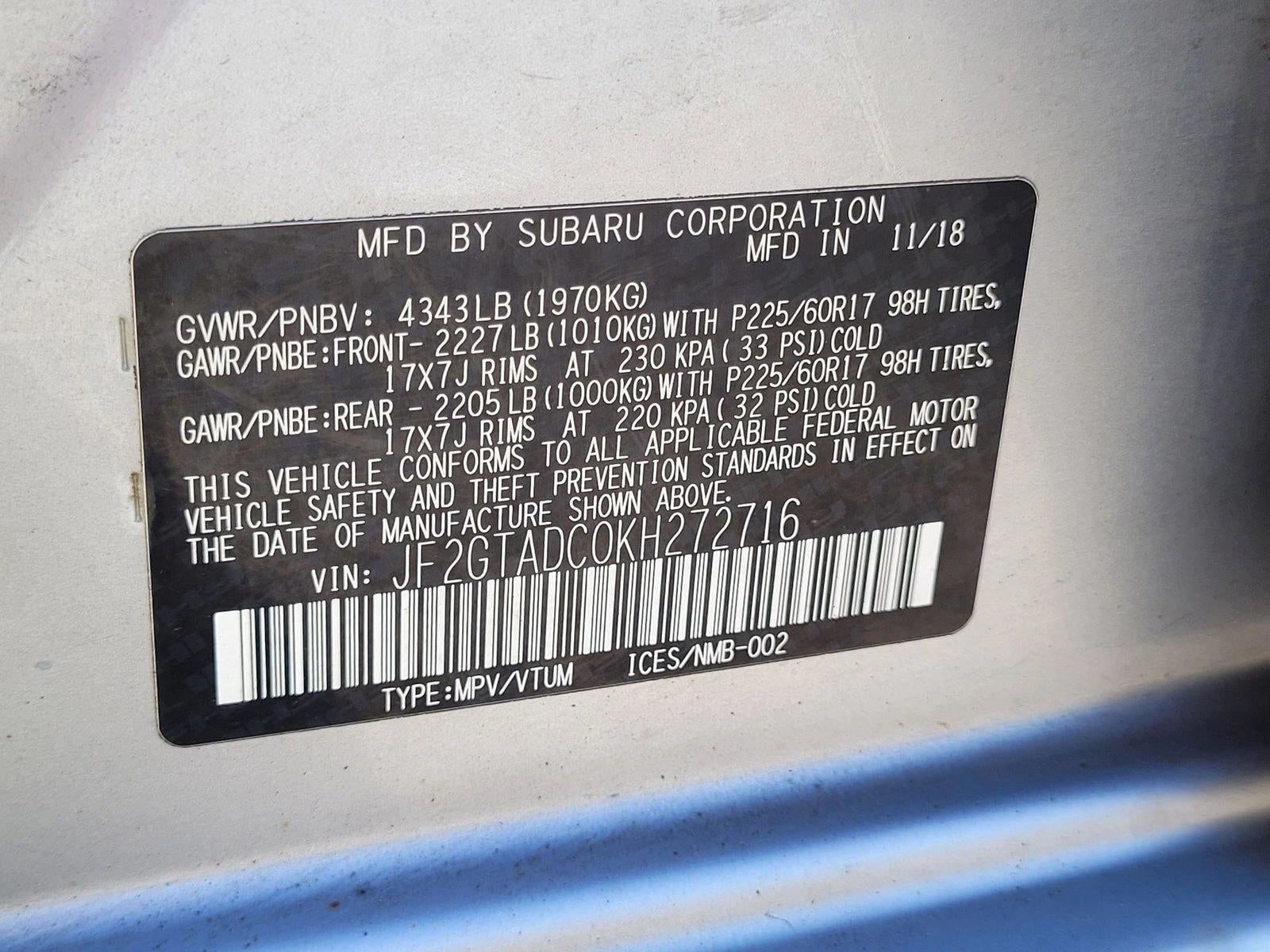 2019 Subaru Crosstrek 2.0i Premium CVT