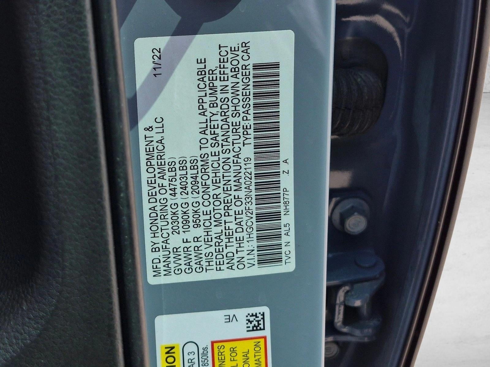 2022 Honda Accord Sedan Sport 2.0T Automatic