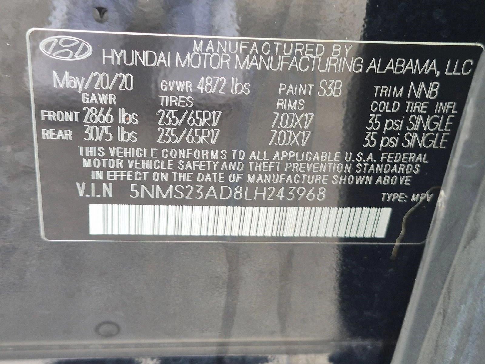 2020 Hyundai SANTA FE SE 2.4L Auto FWD