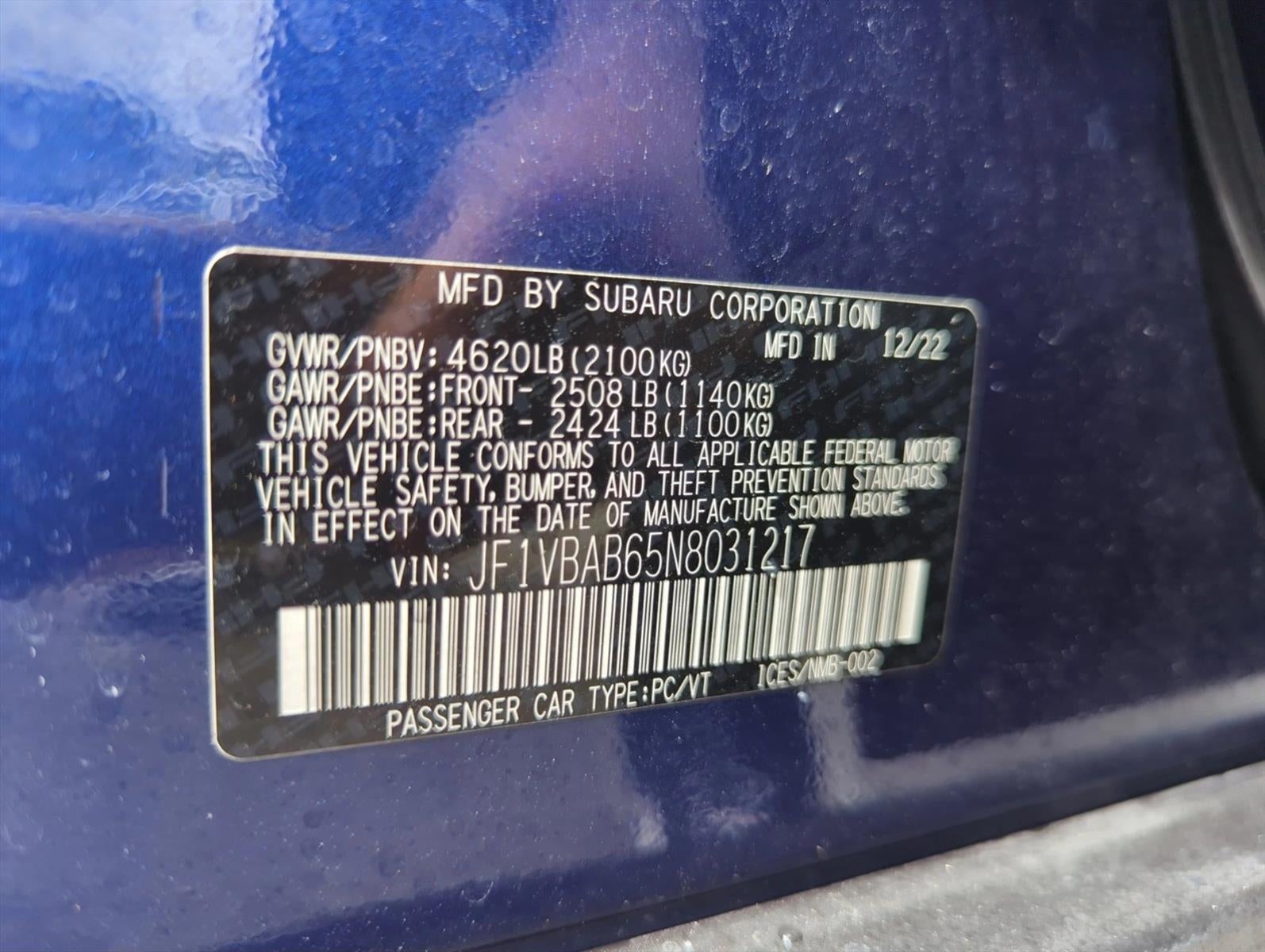 2022 Subaru WRX CVT