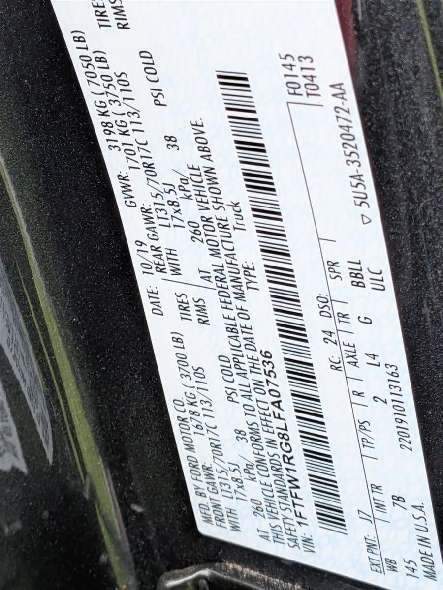 2020 Ford F-150 Raptor 4WD SuperCrew 5.5' Box