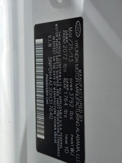 2013 Hyundai ELANTRA 4dr Sdn Auto GLS PZEV