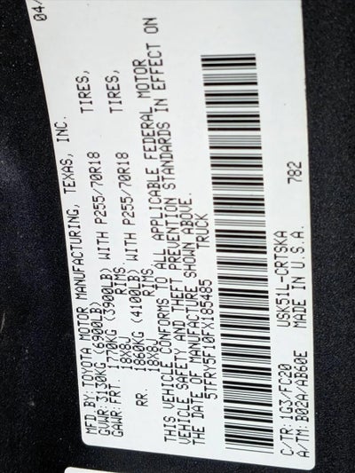 2015 Toyota Tundra 2WD Truck 2WD Double Cab Standard Bed 5.7L V8 SR5 (Natl)