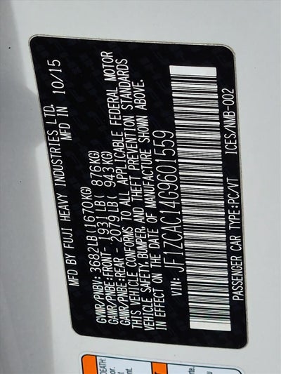 2016 Subaru BRZ Limited Manual