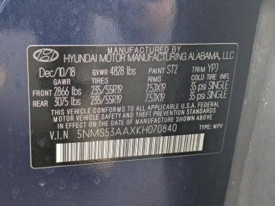 2019 Hyundai SANTA FE Ultimate 2.0T Auto FWD