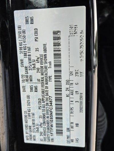 2022 Ford F-150 LARIAT 4WD SuperCrew 5.5' Box