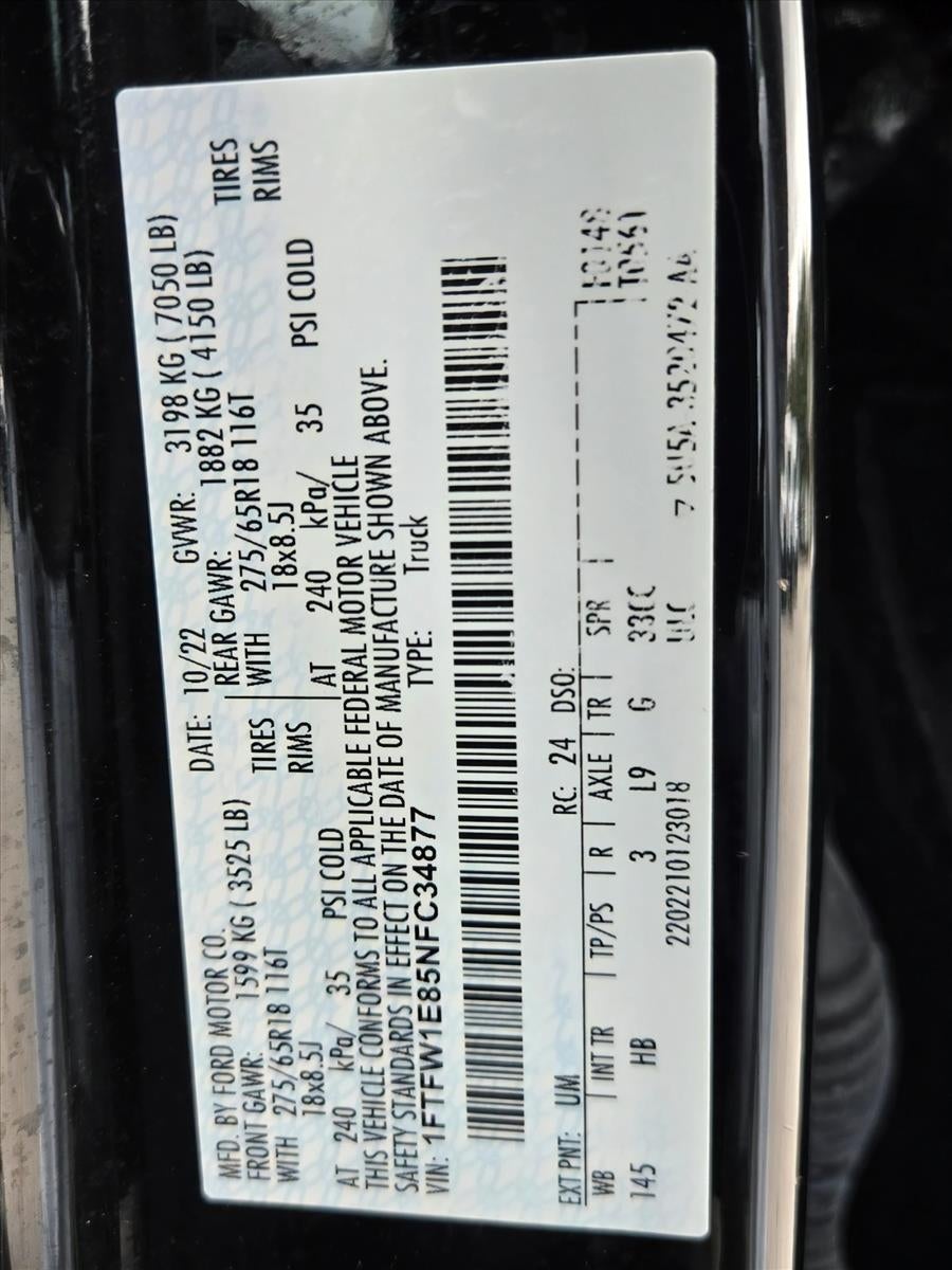 2022 Ford F-150 LARIAT 4WD SuperCrew 5.5' Box