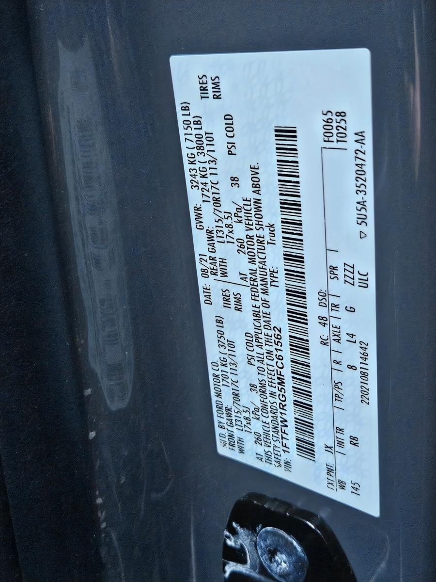 2021 Ford F-150 Raptor 4WD SuperCrew 5.5' Box