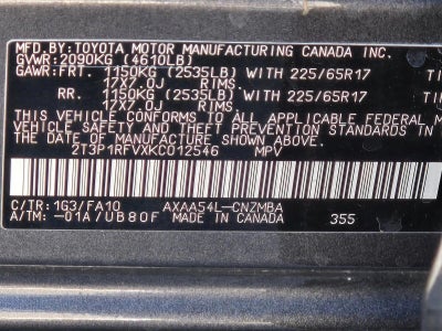 2019 Toyota RAV4 XLE AWD (Natl)