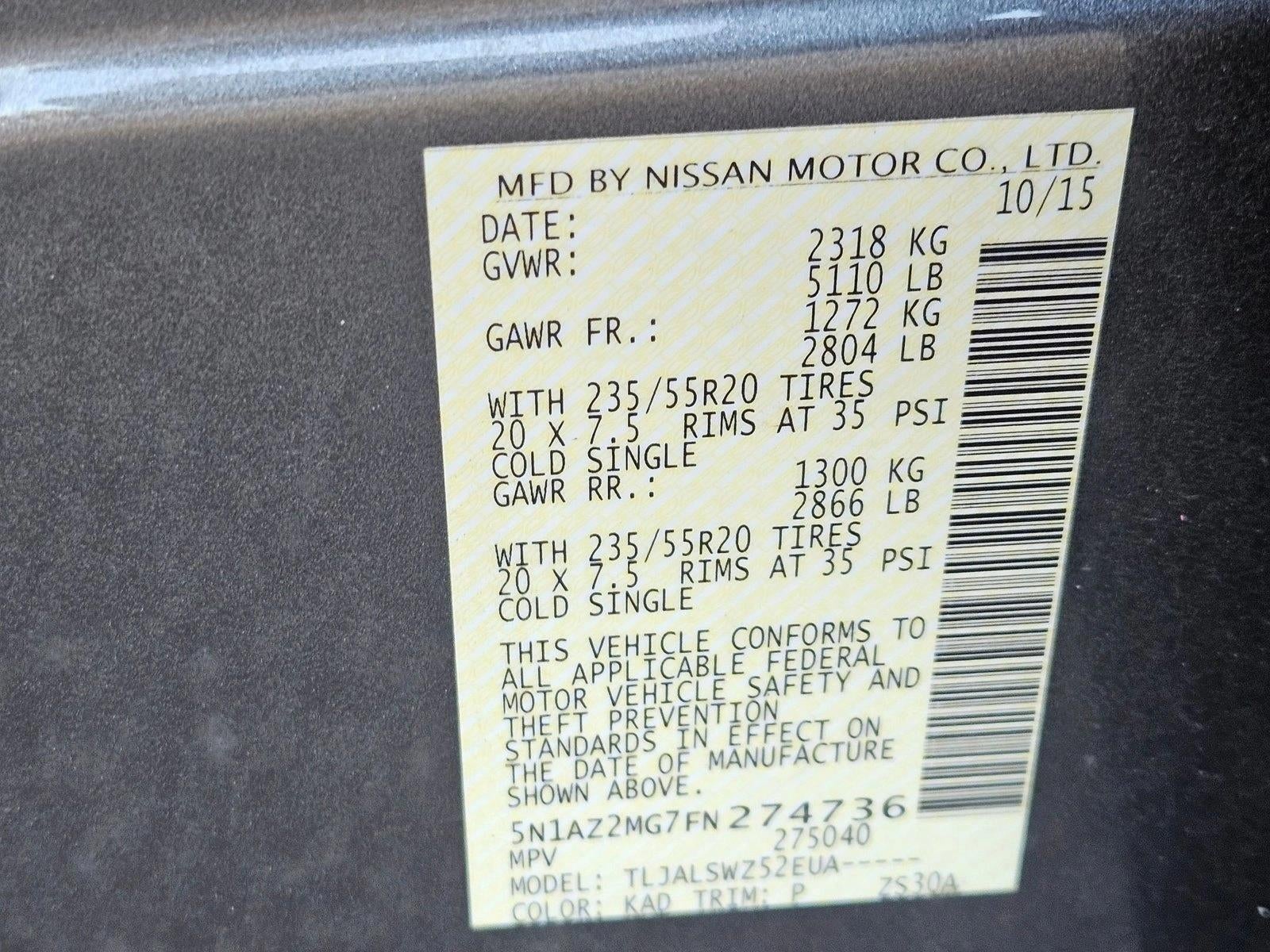 2015 Nissan Murano FWD 4dr Platinum