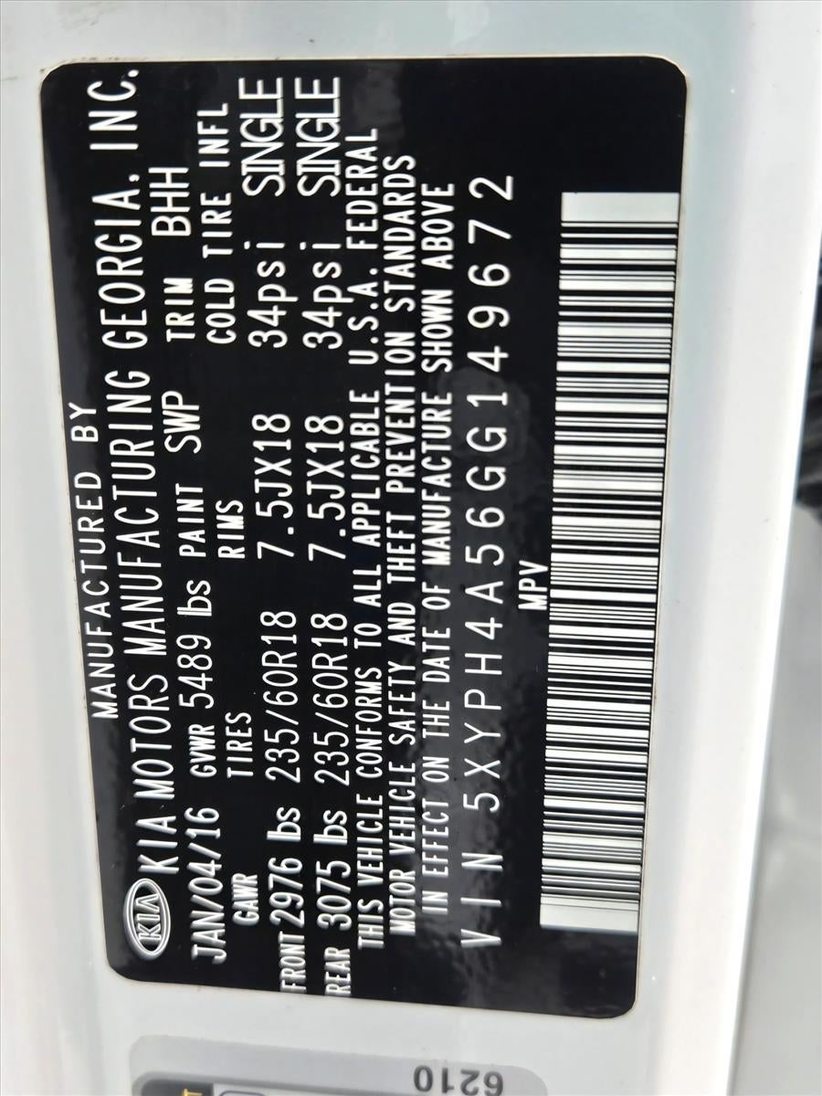 2016 Kia Sorento FWD 4dr 3.3L EX