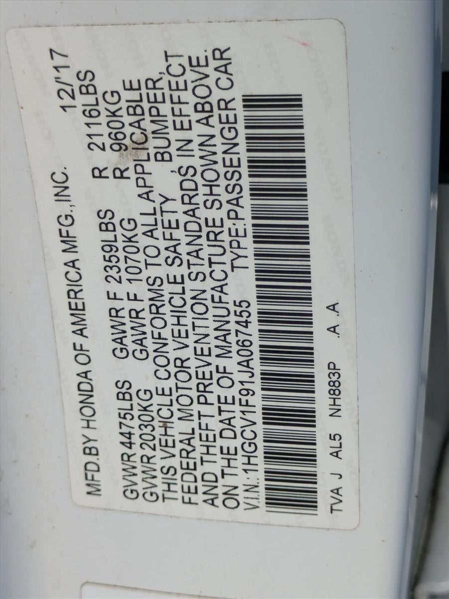 2018 Honda Accord Sedan Touring 1.5T CVT