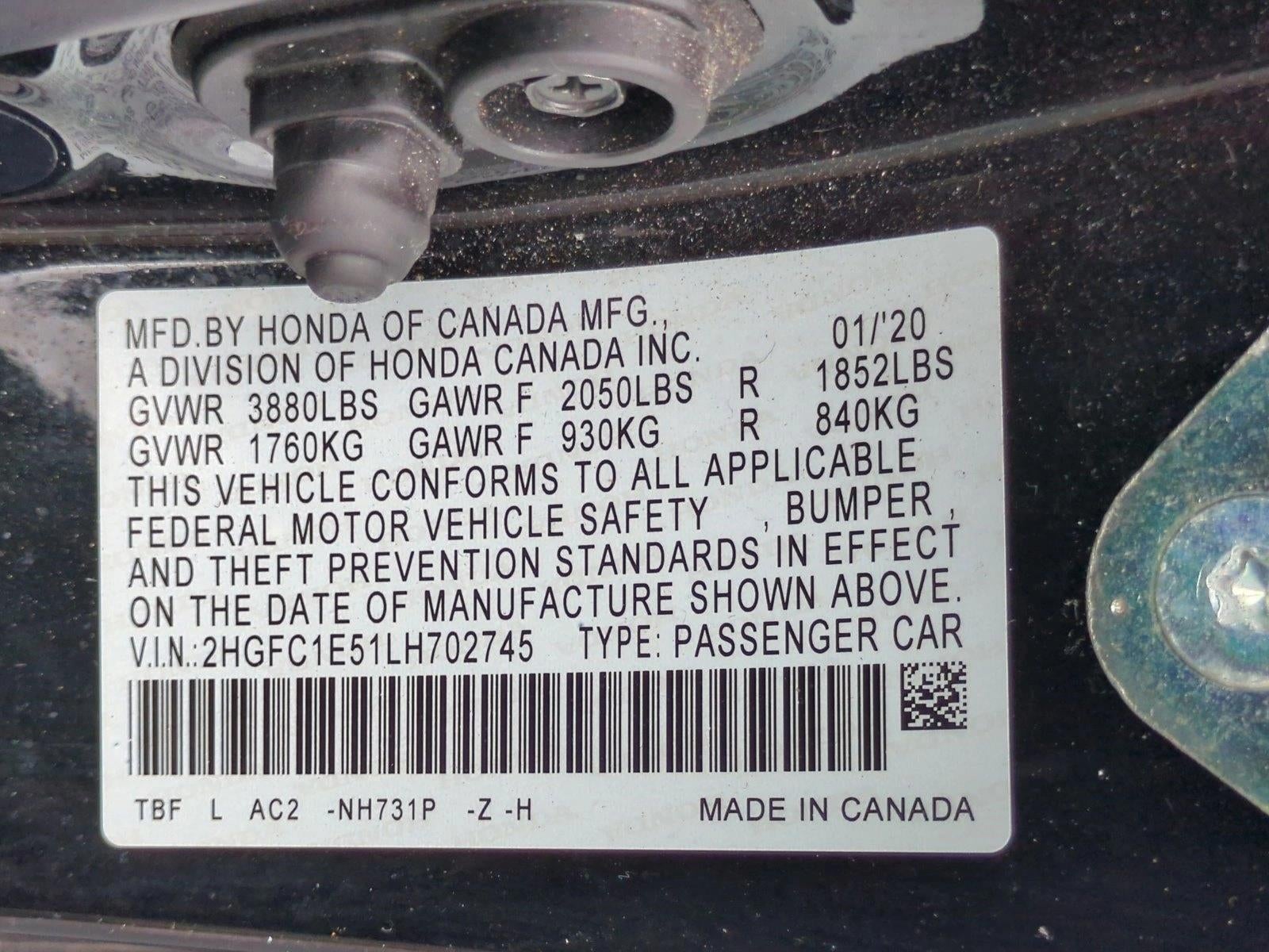 2020 Honda Civic Si Sedan Manual w/Summer Tires