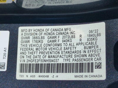 2022 Honda Civic Sedan Sport CVT