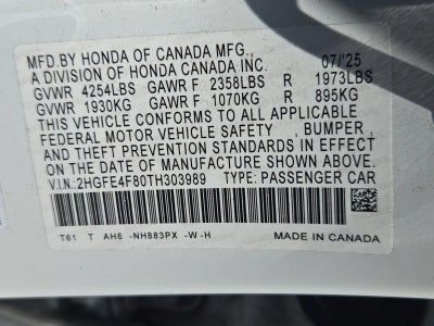 2026 Honda Civic Sedan Hybrid Sport CVT