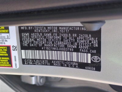 2018 Toyota Camry Hybrid XLE CVT (Natl)