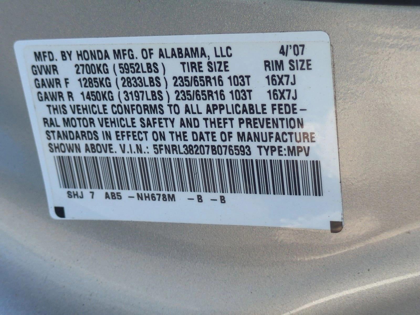 2007 Honda Odyssey LX Auto