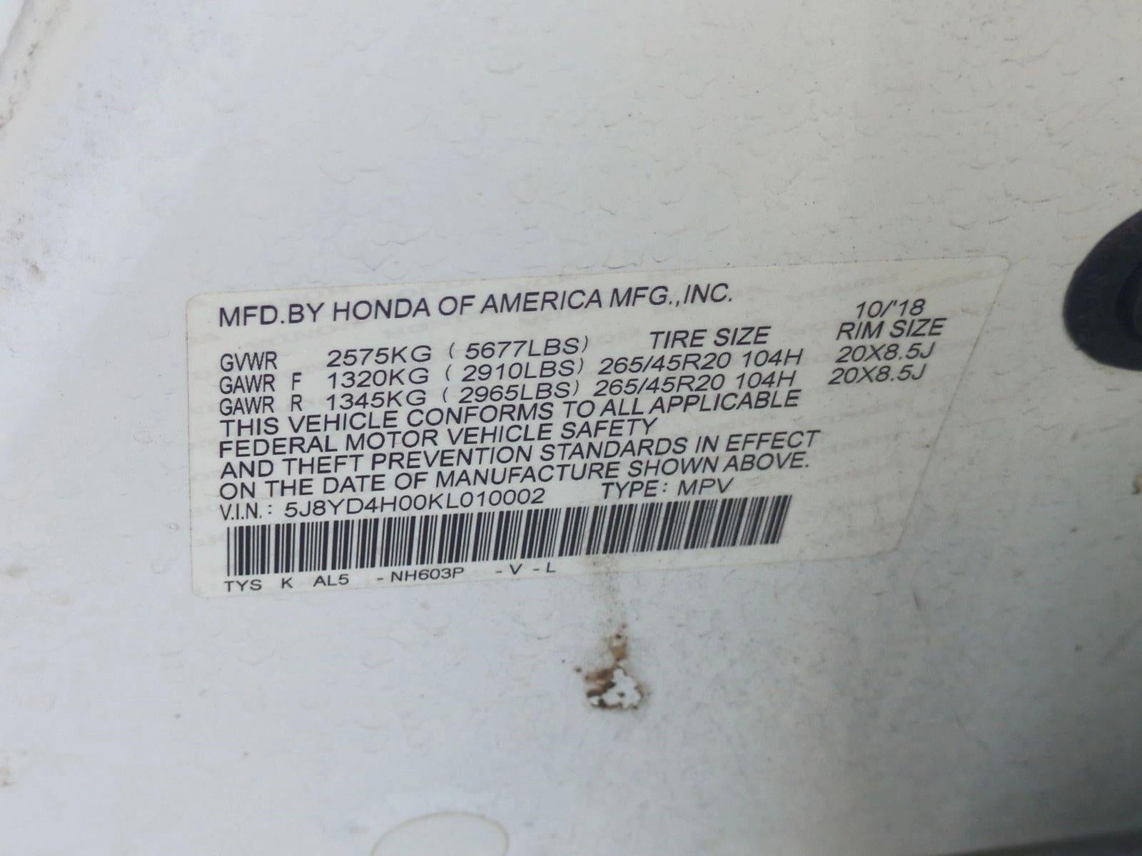 2019 Acura MDX SH-AWD w/Technology/A-Spec Pkg