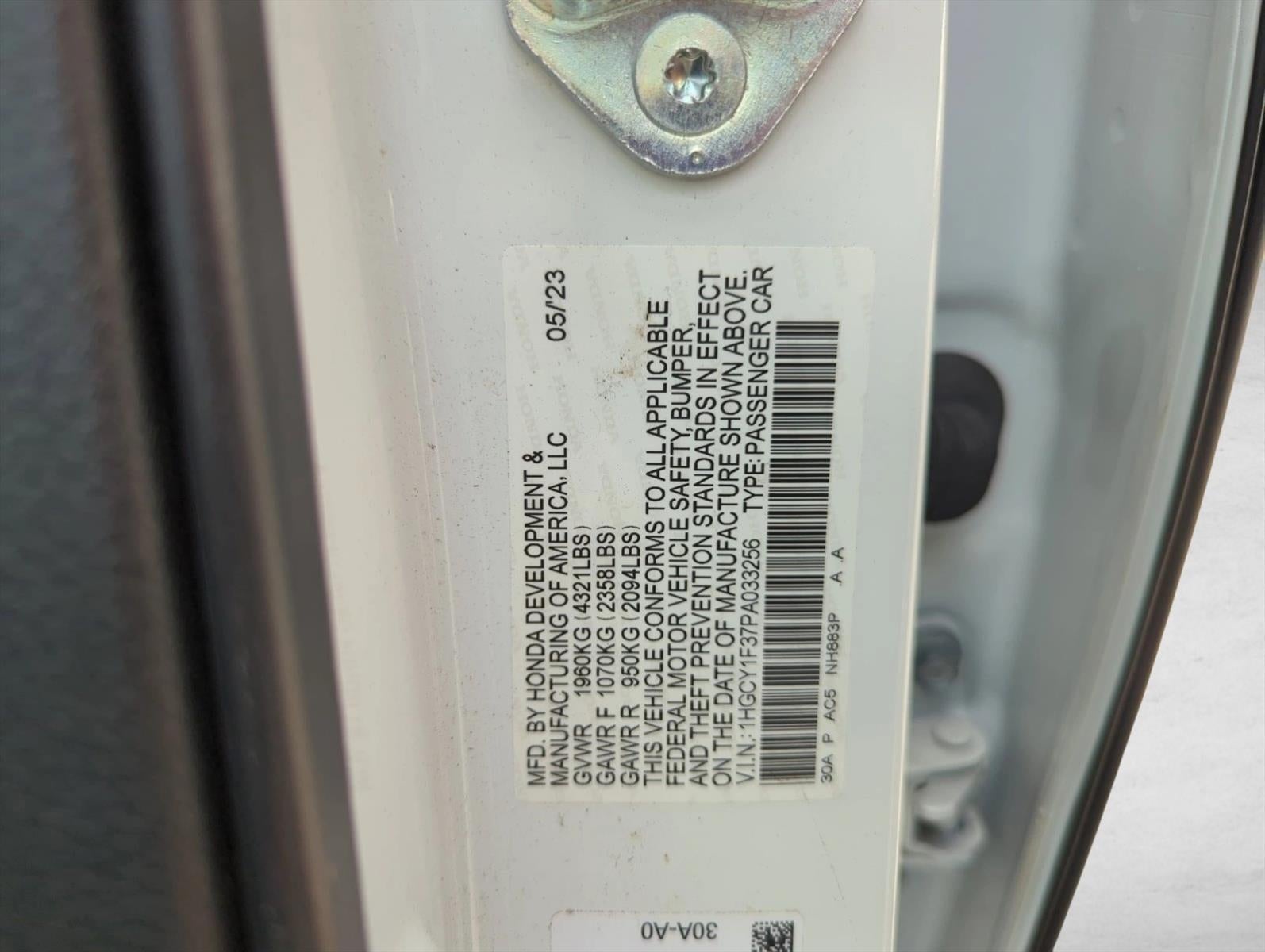 2023 Honda Accord Sedan EX CVT w/o BSI