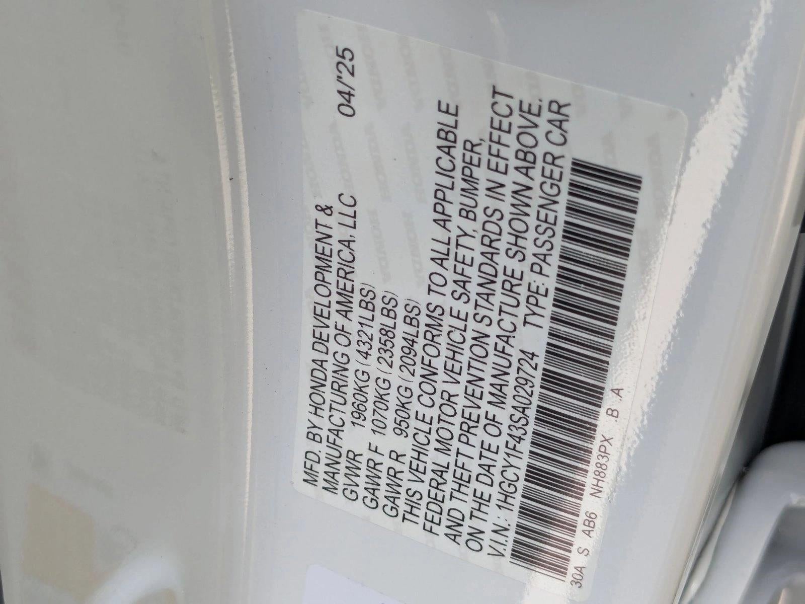 2025 Honda Accord Sedan SE CVT