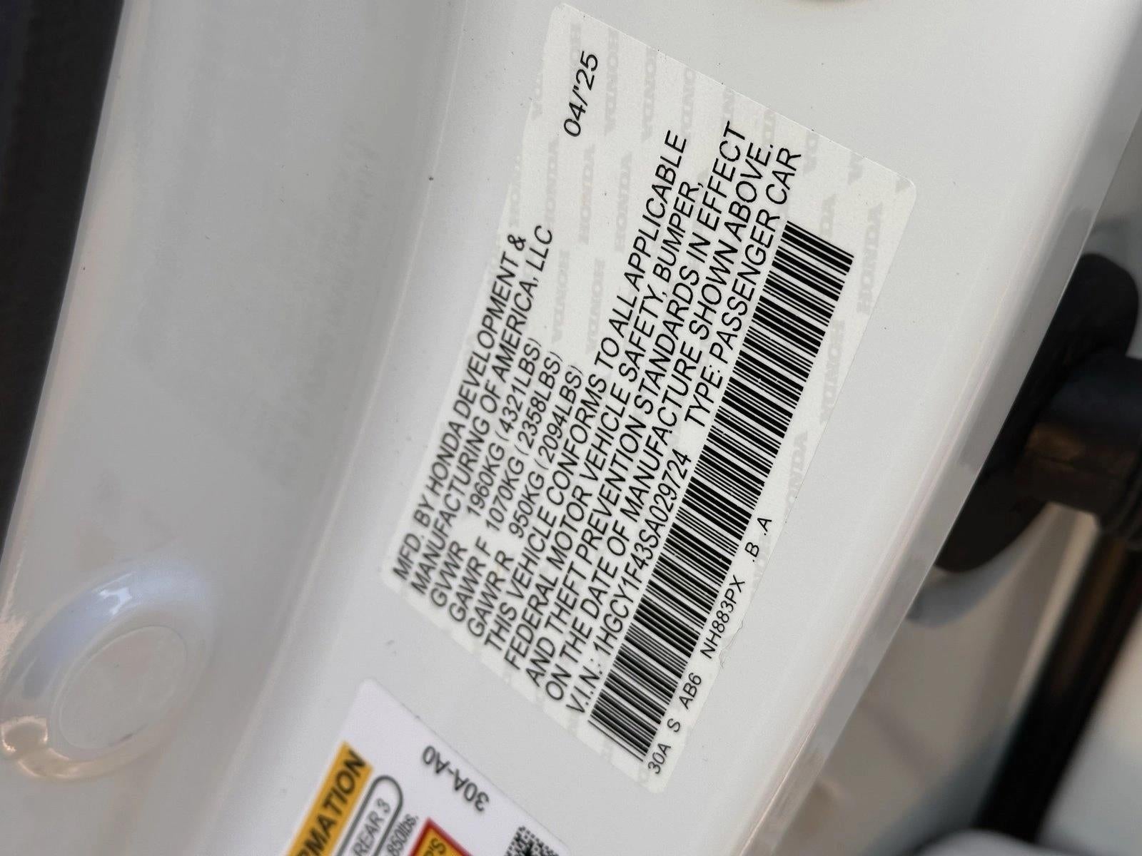 2025 Honda Accord Sedan SE CVT