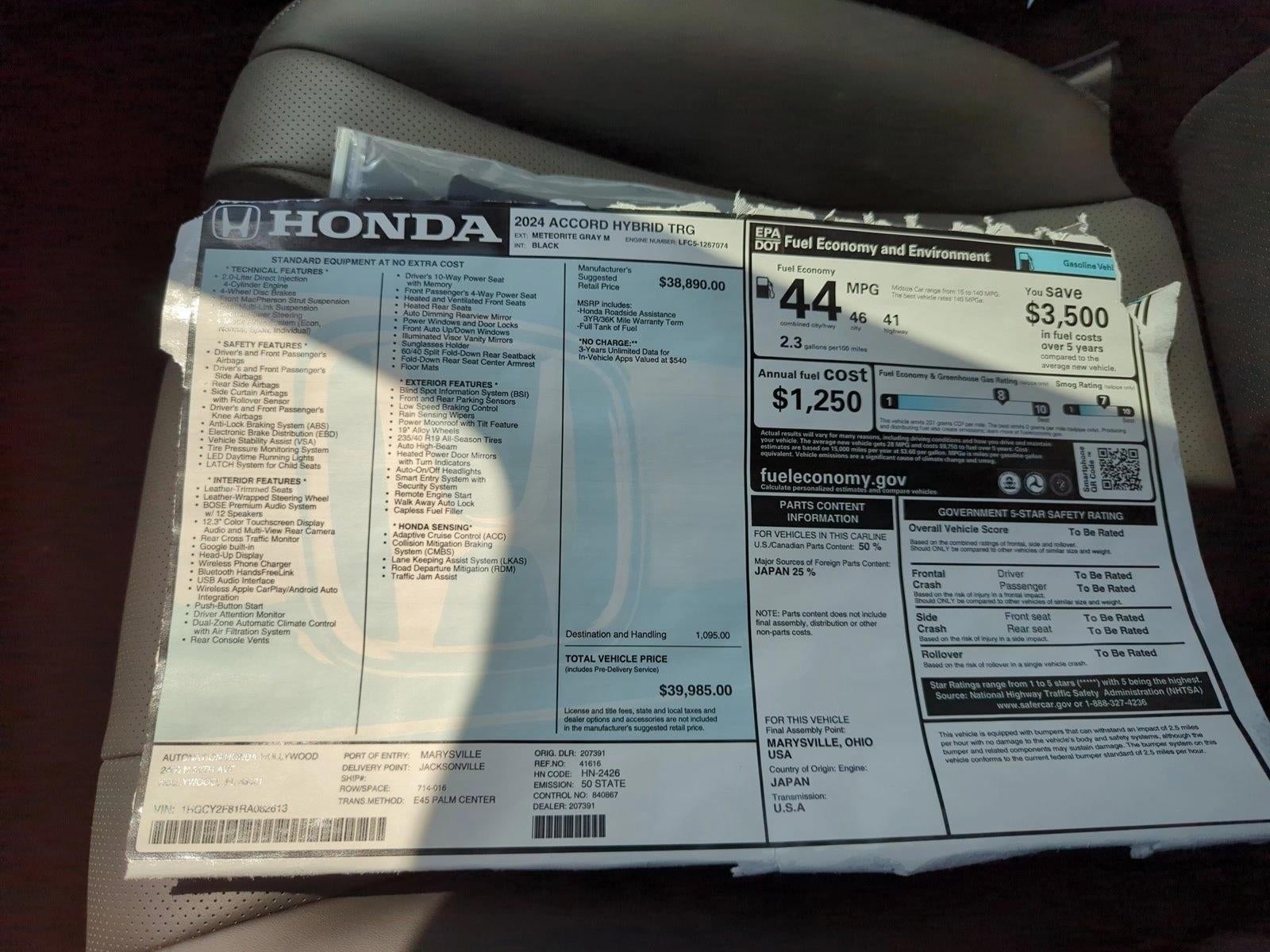 2024 Honda Accord Hybrid Touring Sedan