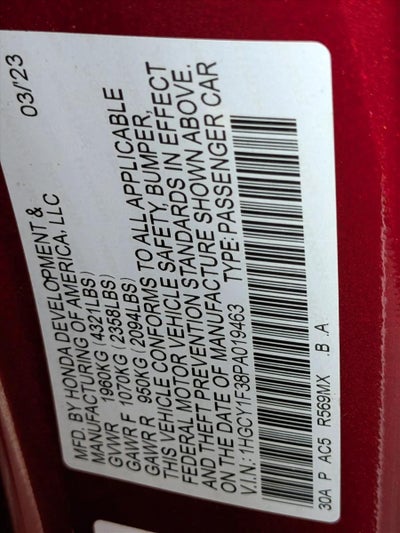 2023 Honda Accord Sedan EX CVT w/o BSI