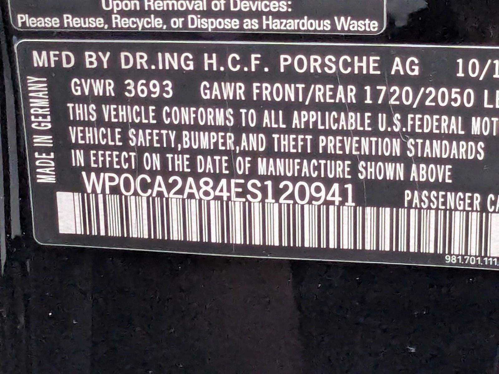 2014 Porsche Boxster 2dr Roadster