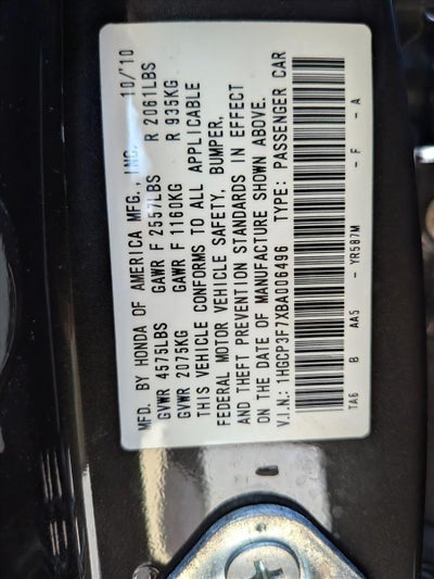 2011 Honda Accord Sedan EX V6 Automatic