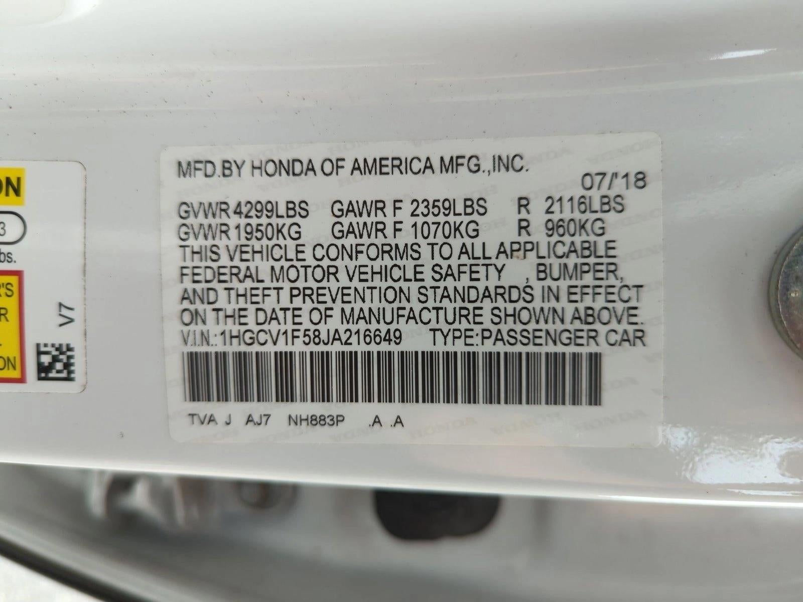 2018 Honda Accord Sedan EX-L 1.5T CVT