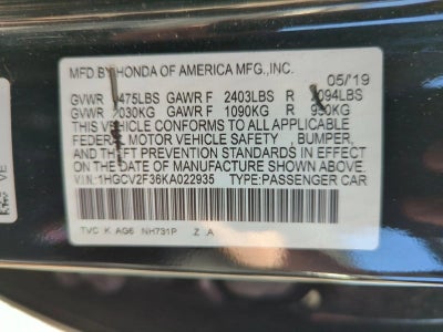 2019 Honda Accord Sedan Sport 2.0T Automatic