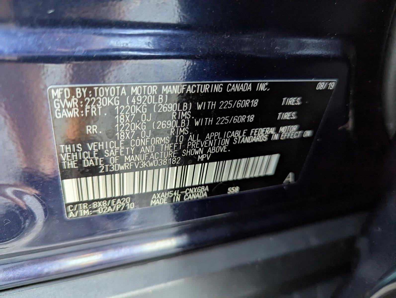 2019 Toyota RAV4 Hybrid Limited AWD (Natl)