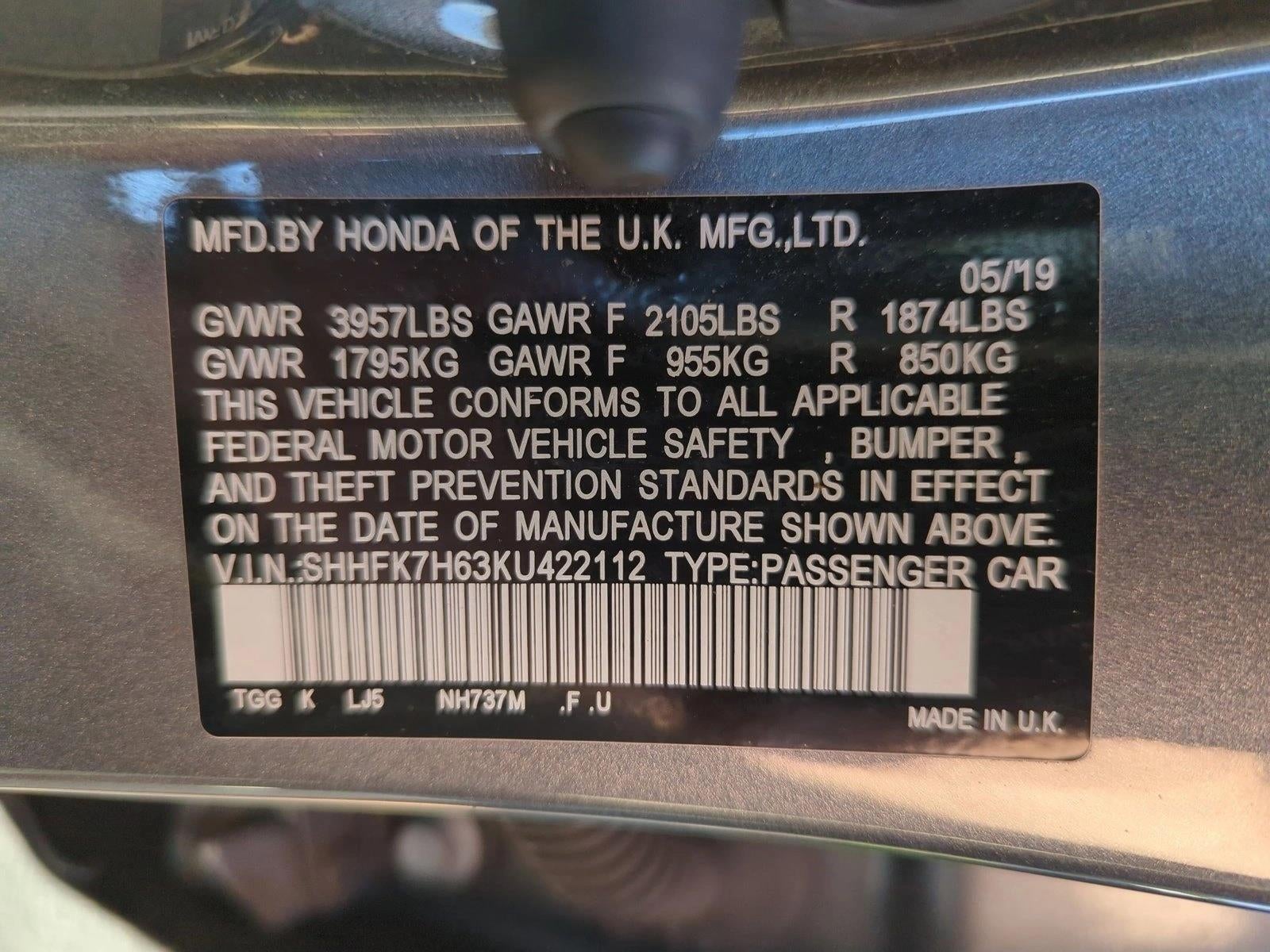 2019 Honda Civic Hatchback EX CVT