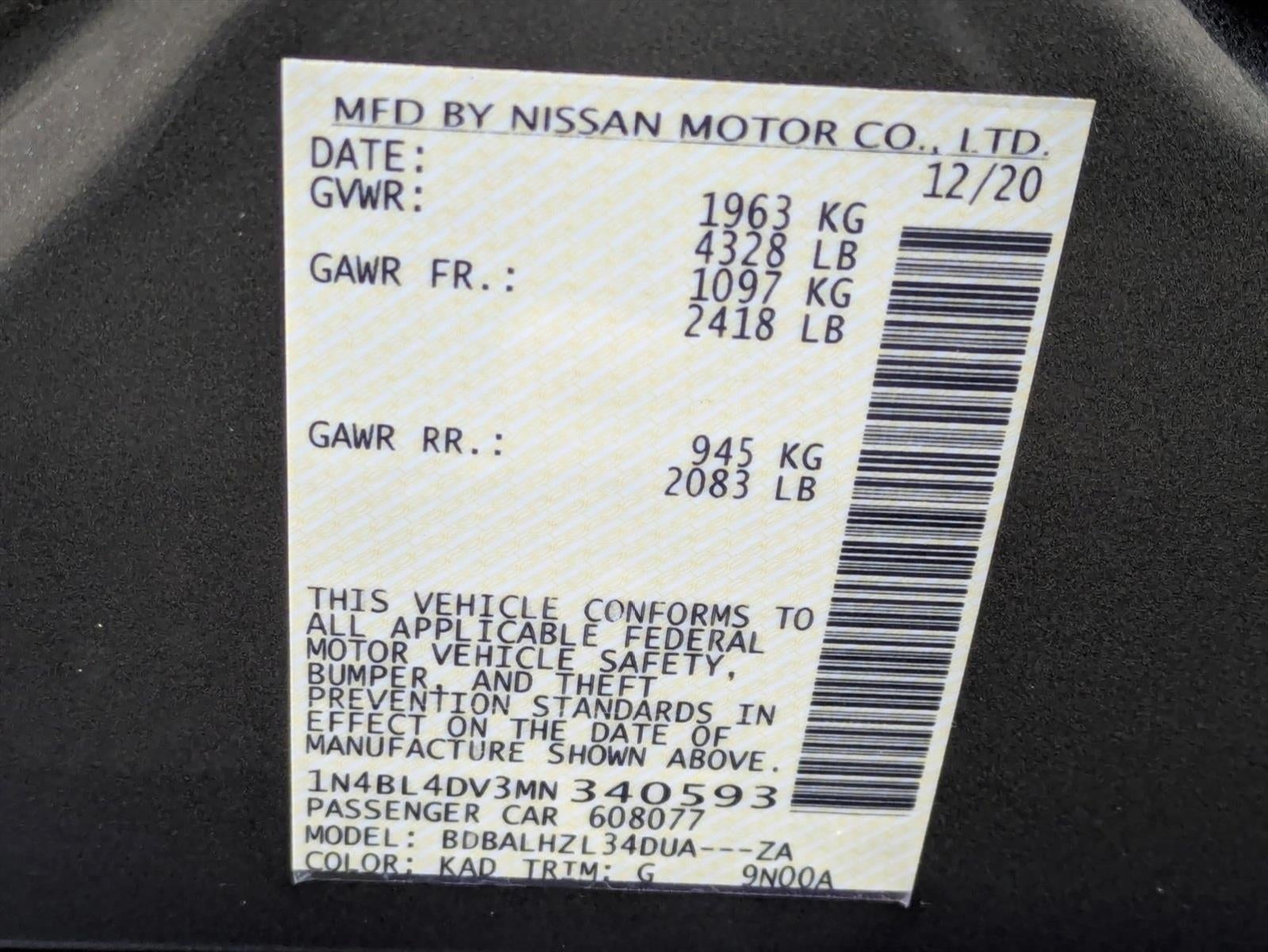 2021 Nissan Altima 2.5 SV Sedan