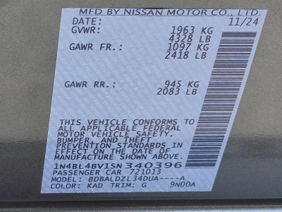 2025 Nissan Altima S FWD