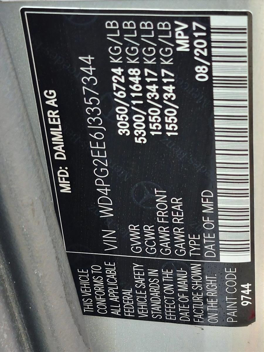 2018 Mercedes-Benz Metris Passenger Van Standard Roof 126" Wheelbase