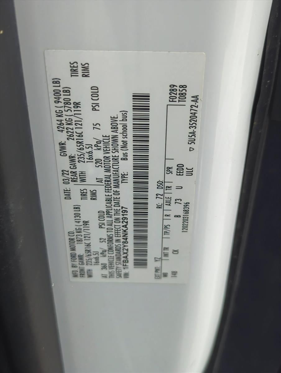 2022 Ford Transit Passenger Wagon T-350 148" Low Roof XLT RWD