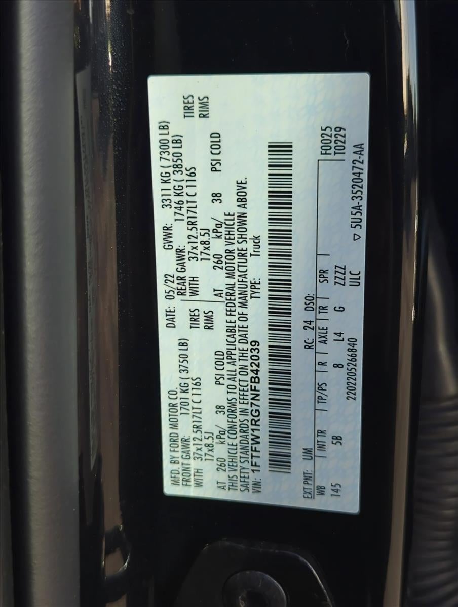 2022 Ford F-150 Raptor 4WD SuperCrew 5.5' Box