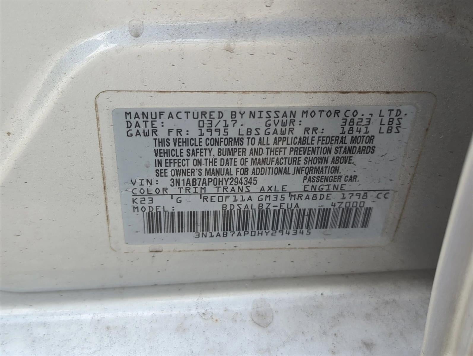 2017 Nissan Sentra S CVT